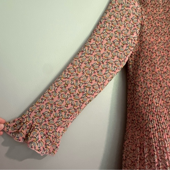 Code X Mode midi dress‎ pink floral boho Small pleated lined  cottage Core - Picture 4 of 9